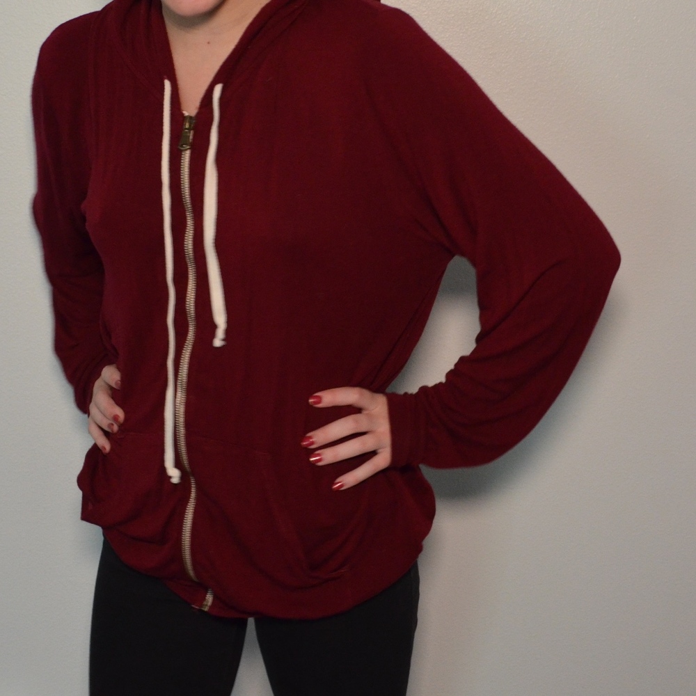 Red Brandy Melville zip up hoodie